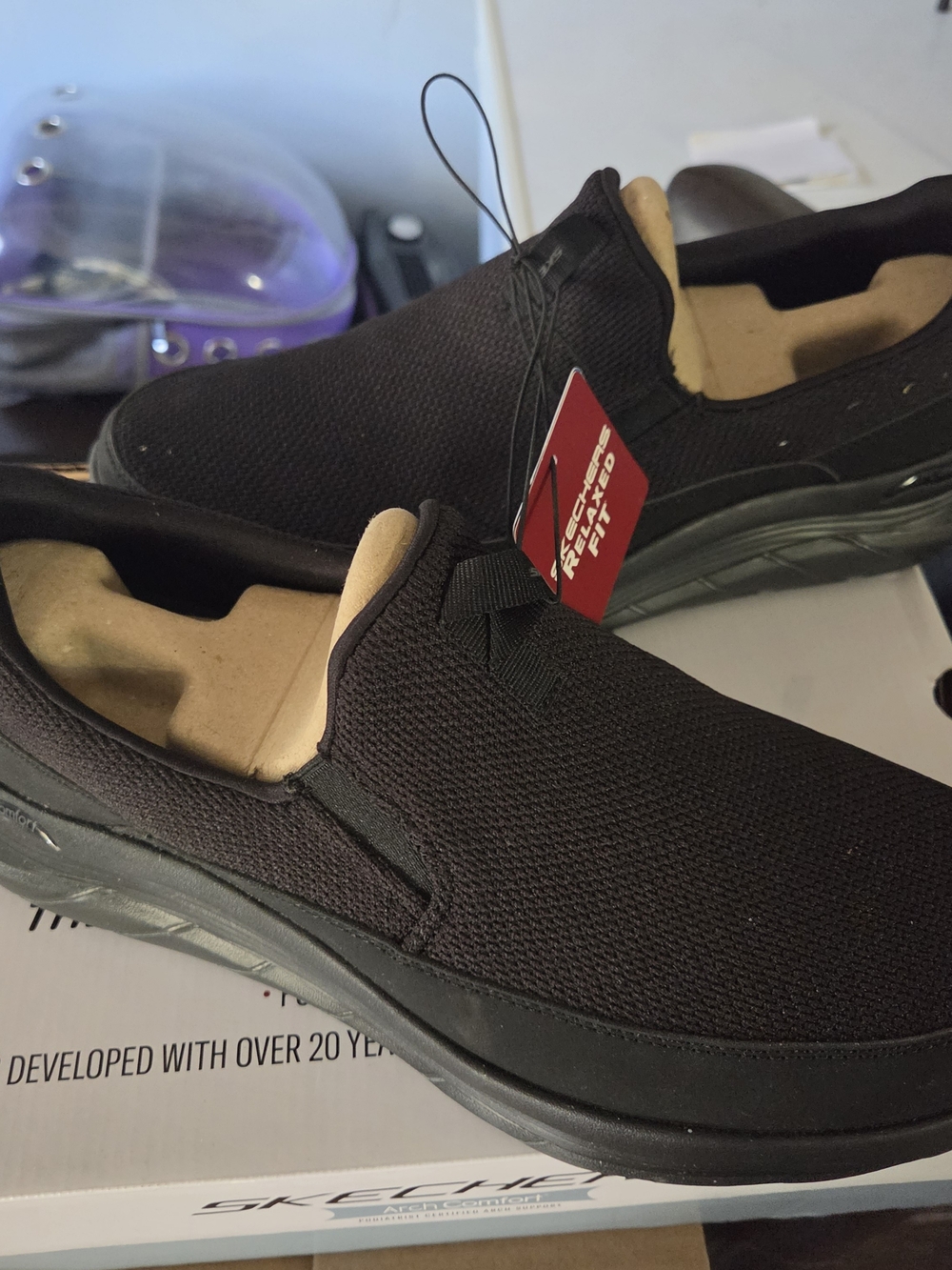 Skechers Black Slip-On Mesh Casual Loafers
